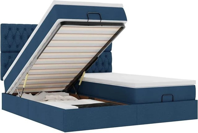 vidaXL Ottoman-Bett mit Matratzen und LED-Beleuchtung in Blau, B/T/H: 180 x 200 x 280 cm - Bild 1