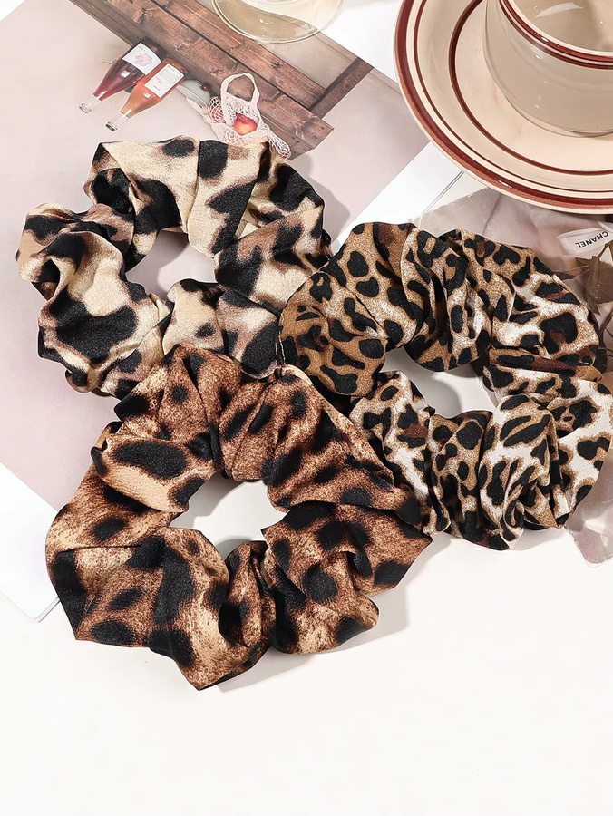 Haargummis Leopard Samt und Seide Satin, Damen - Bild 1