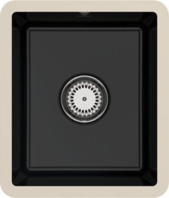 Villeroy & Boch Unterbauspüle Subway 45 in Pure Black aus Keramik mit Ablagegarnitur und Handbetätigung, Breite: 45 cm - Bild 1