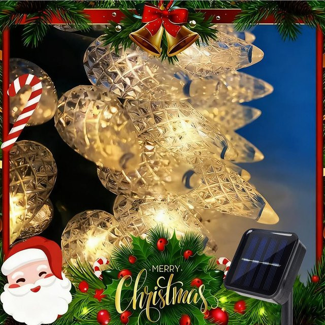 Peach Forest Solar LED Lichterkette mit 20 transparenten Tannenzapfen und 8 Lichtmodi, wasserdicht für Weihnachtsbaum, Party und Hochzeit - Bild 1