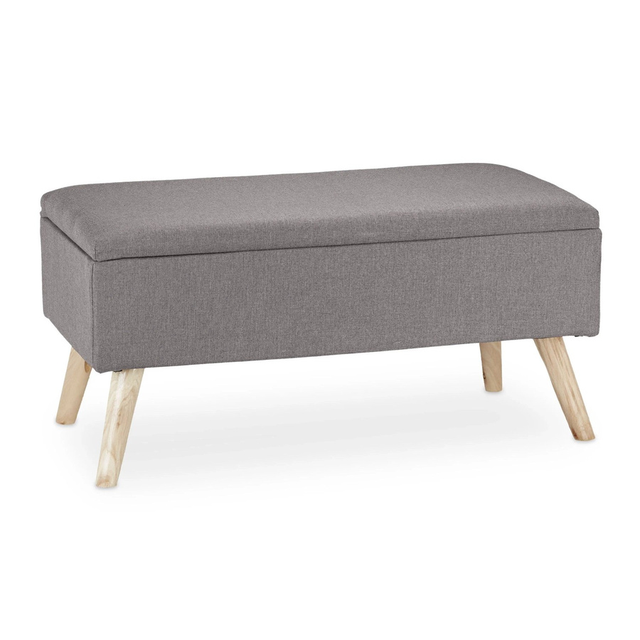 Relaxdays Sitzbank aus Stoff in Grau mit Stauraum, B/T/H: 79,5 x 39,5 x 39,5 cm - Bild 2