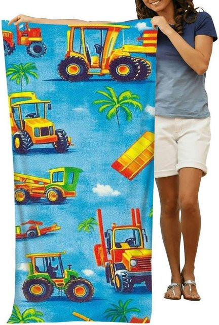 Ka Chen Muxi Strandtuch aus Mikrofaser mit blauem Bagger-Design, schnelltrocknend und saugfähig, Breite: 60 cm, Höhe: 120 cm - Bild 1