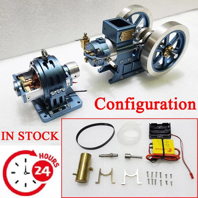 Goni Metallmotor-Modellbausatz, 6CC horizontaler Benzinmotor-Verschiebung, einstellbare Geschwindigkeit, mit 12V-Motor - Bild 1