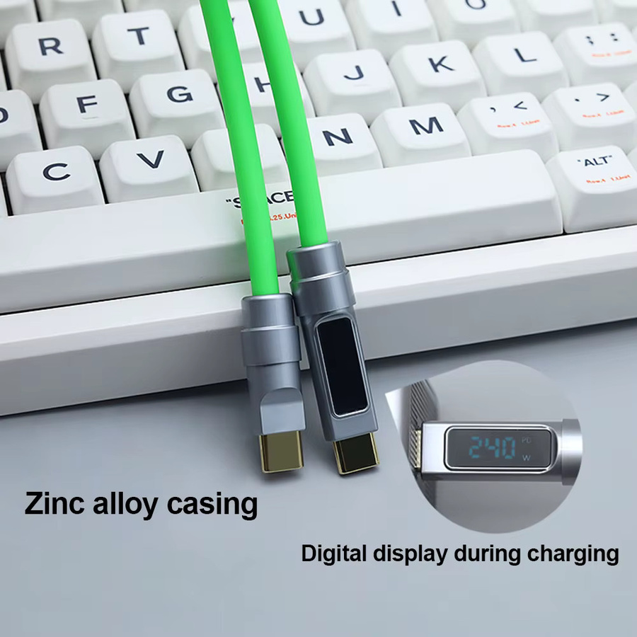 VBNM USB-C auf Typ-C Ladekabel mit Digitalanzeige und 240W Schnellladefunktion in Schwarz oder Grün - Bild 2