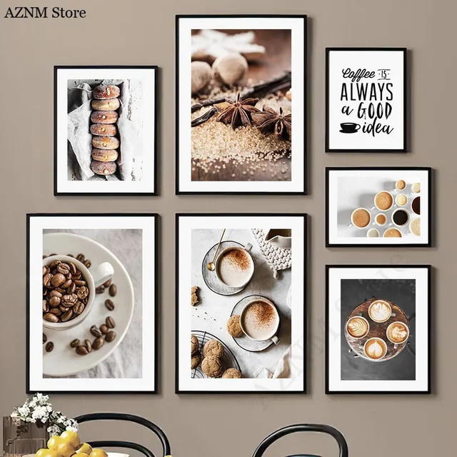Potdemiel Wandkunst Canvas Poster Nordic Latte Kaffee Kultur Motiv in Mehrfarbig - Bild 1