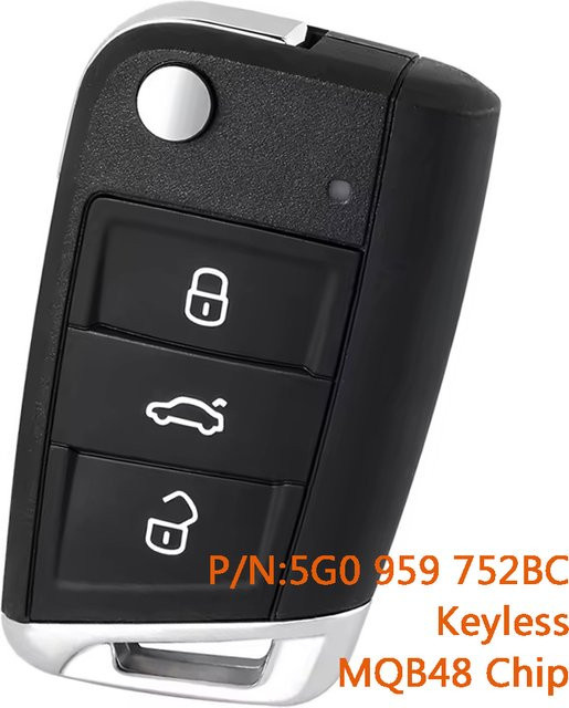 KEYECU Smart Keyless Remote Key Fob für Volkswagen Golf Polo Touran MQB48, Farbe: Schwarz, 433 MHz - Bild 1