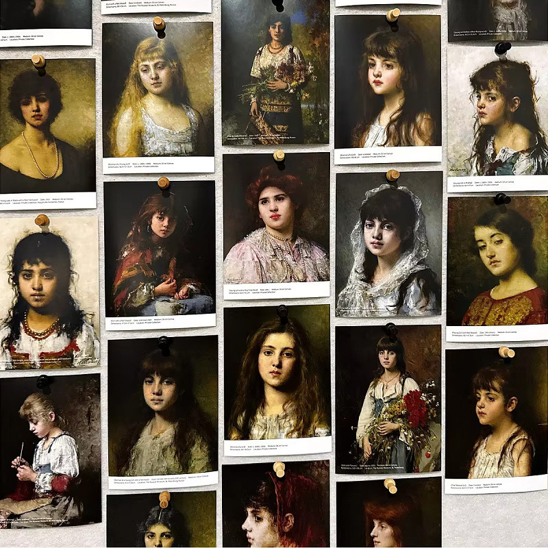 30 Stück Set Russische Künstler Harlamoff Ölgemälde Postkarten mit klassischen Porträtmotiven in Mehrfarbig für Scrapbooking und Geschenke - Bild 3