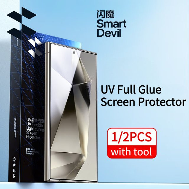 SmartDevil UV-Displayschutzfolie für Samsung S25 Ultra, S25 und S24 Ultra, transparent, Soft Film mit Anti-Fingerabdruck-Funktion - Bild 1