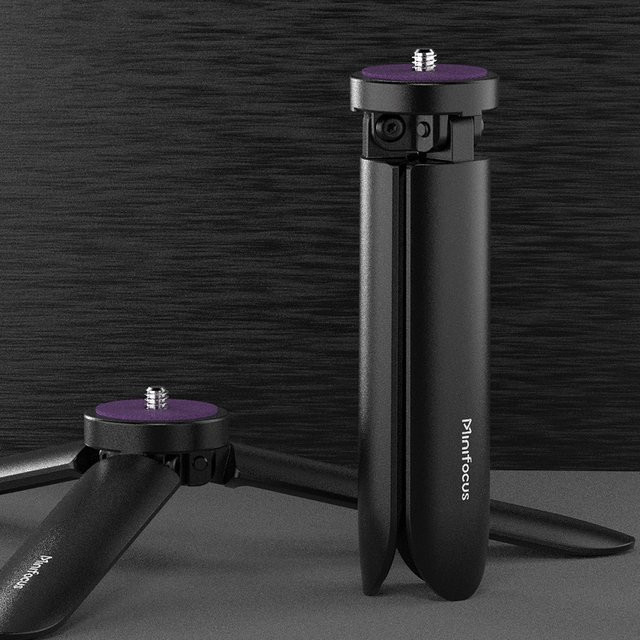 MINIFOCUS Mini Metall Tischstativ in Schwarz mit 1/4 Zoll Schraube für Kamera, GoPro, Insta360 und DJI Gimbal - Bild 1