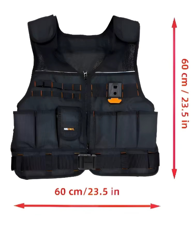 TOOLSTACK Schwerlast-Arbeitsweste mit mehreren Taschen und verstellbaren Schultergurten, multifunktionale taktische Weste - Bild 3