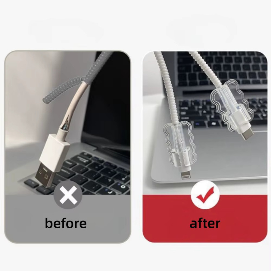 10er Set Kabel-Schutzhülsen transparent als Ladekopf-Abdeckung und Kabel-Organizer zum Schutz vor Kabelbruch - Bild 2