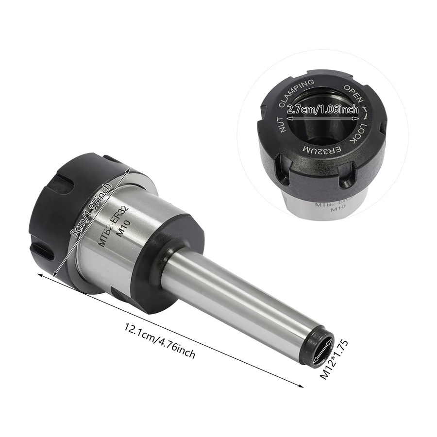 Bymaocar 21-teiliges MTB2 ER32 M10 Federspannzangen-Set mit Morsekegel und Spannzangenfutter für CNC-Fräswerkzeuge - Bild 3