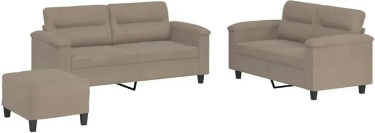 Modernes 3-tlg. Sofagarnitur mit Kissen aus Mikrofasergewebe von vidaxl in Taupe meliert - Bild 1