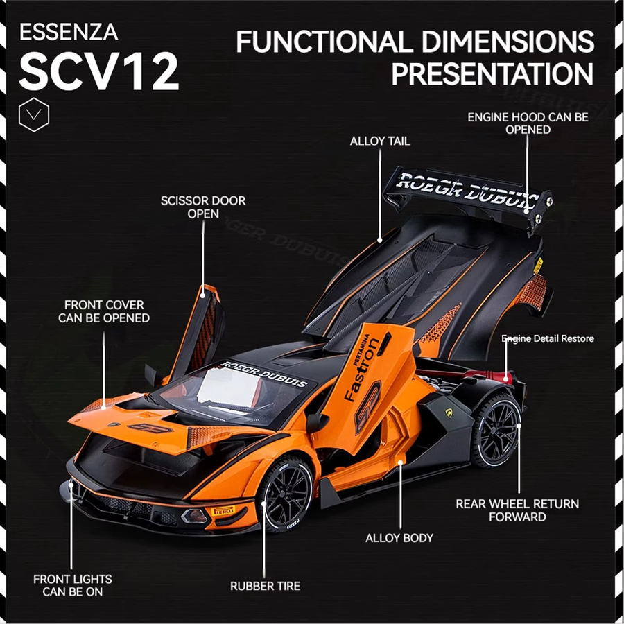 Hot Wheels Lamborghini scv12 Diecast Automodell, mit Ton- und Lichteffekten - Bild 4