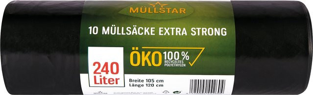 müllstar Öko-Müllsäcke extra strong, schwarz/blickdicht, 240 Liter, 10 Stück - Bild 1