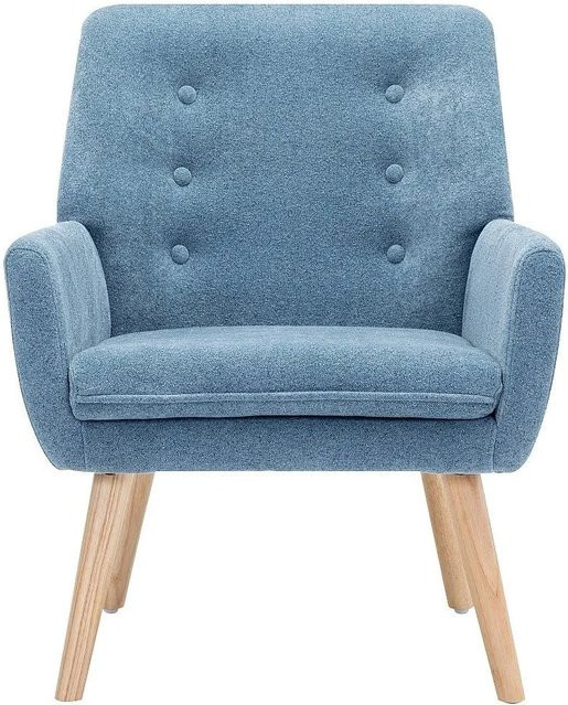 Vente-unique Sessel Serino mit gerader Rückenlehne und Armlehnen in Blau aus Stoff, B/T/H: 65 x 65 x 65 cm - Bild 1