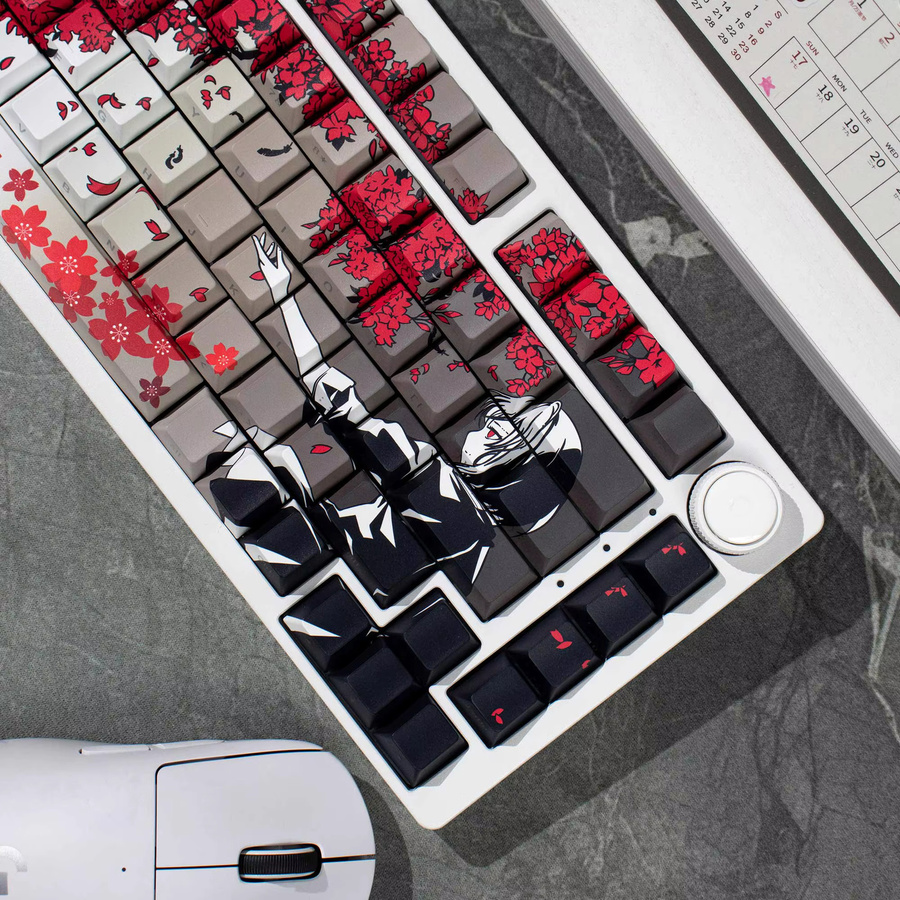 Venit Keys Raven Sakura Tastenkappen in Grau, 132 Stück, Cherry Profile PBT mit Side Shine Through für mechanische MX-Tastaturen - Bild 5