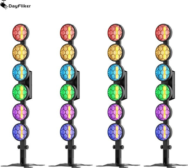 DayFlicker 4er Set 350 W 6-LED COB Linear Vintage Bühnenlicht in Schwarz mit DMX512 und RGB-Effekt für Konzerte und Events - Bild 1