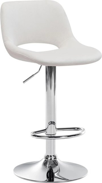 DELUKE Barhocker JAKSON mit Lehne, Creme Samt und Chrom, moderner Tresenhocker mit 360 Grad Drehsitz, Höhe: 110 cm, Breite: 46 cm, Tiefe: 42 cm - Bild 1