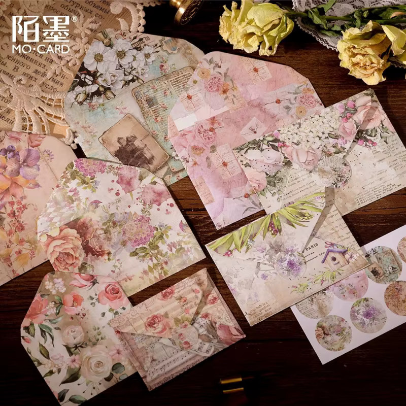 8-teiliges Vintage-Mini-Umschlag-Set im Retro-Stil aus Papier, Mehrfarbig - Bild 3