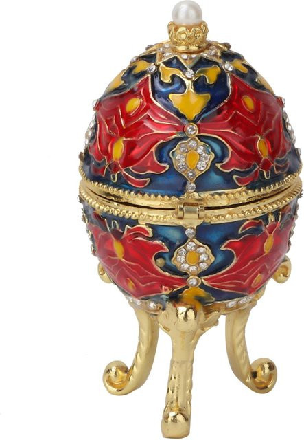 CosyHome Schmuckkästchen Vintage Emailliertes Osterei mit Diamanten in Beige und Multicolour - Bild 1