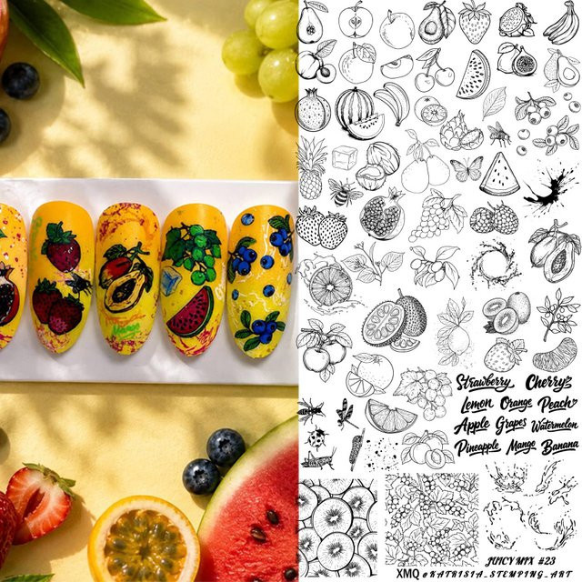 XMQ Nagelkunst Stempelset, Frucht-Muster, Maniküre - Bild 1