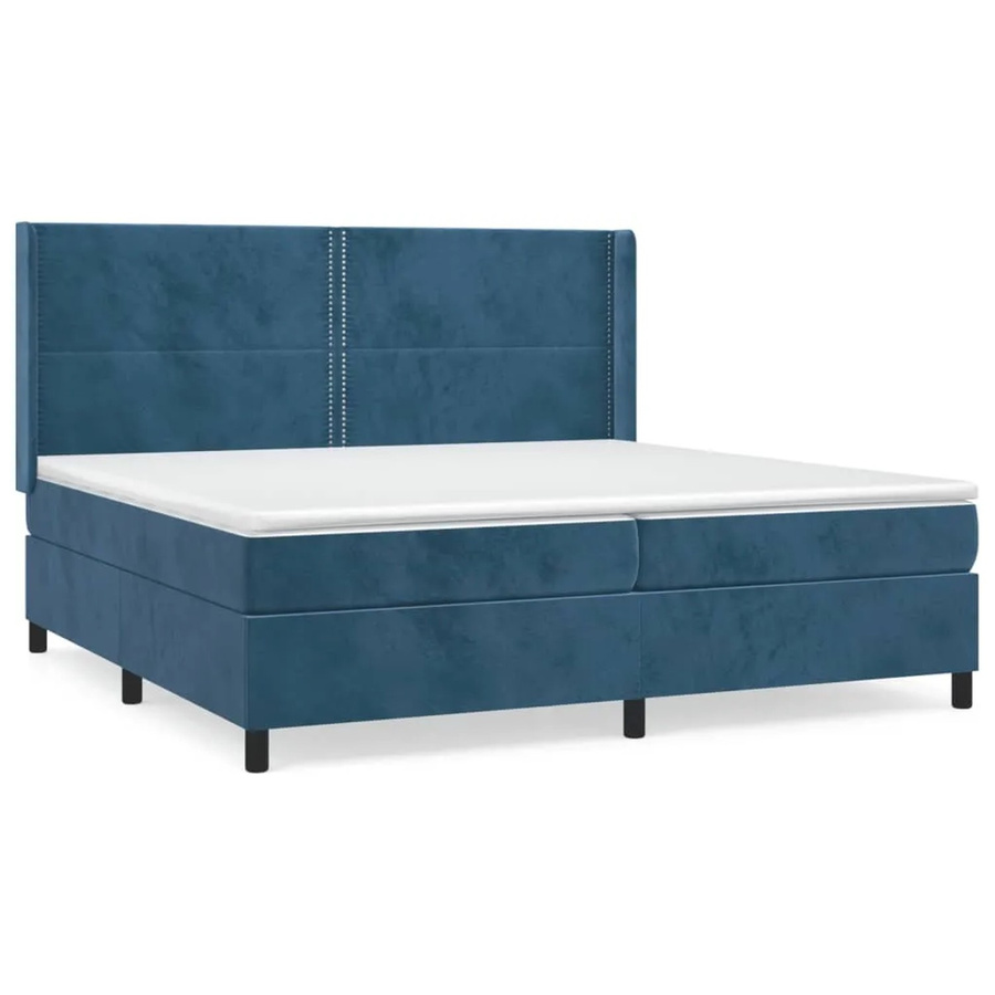 vidaXL Boxspringbett mit Matratze Dunkelblau Samt B/T/H: 200 x 200 x 203 cm - Bild 2