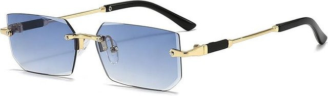 Dote Sonnenbrille, randlos, rechteckig, Metall, Unisex, blau - Bild 1