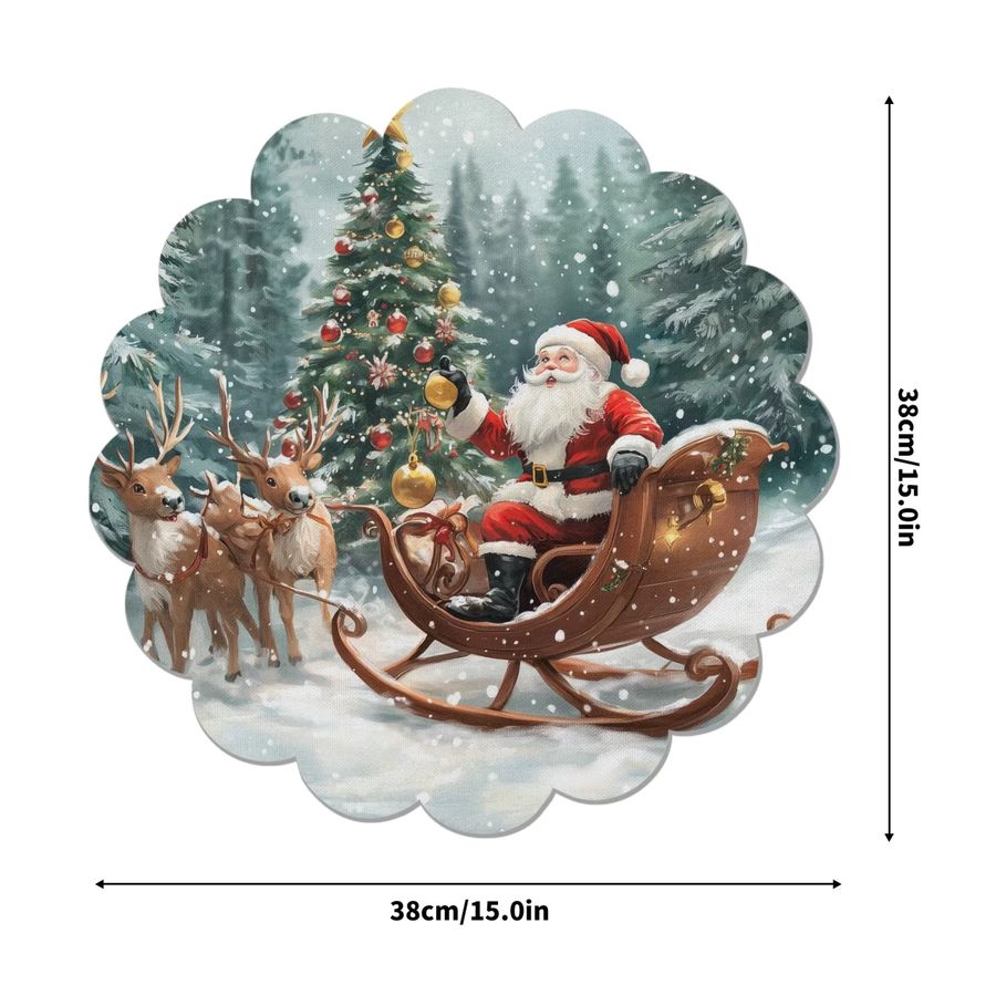 VIKAMA 4-teiliges Weihnachtsmann-Schlitten-Tischset mit Rentier-Schneeszene und Weihnachtsbaum zur Tischdekoration - Bild 4