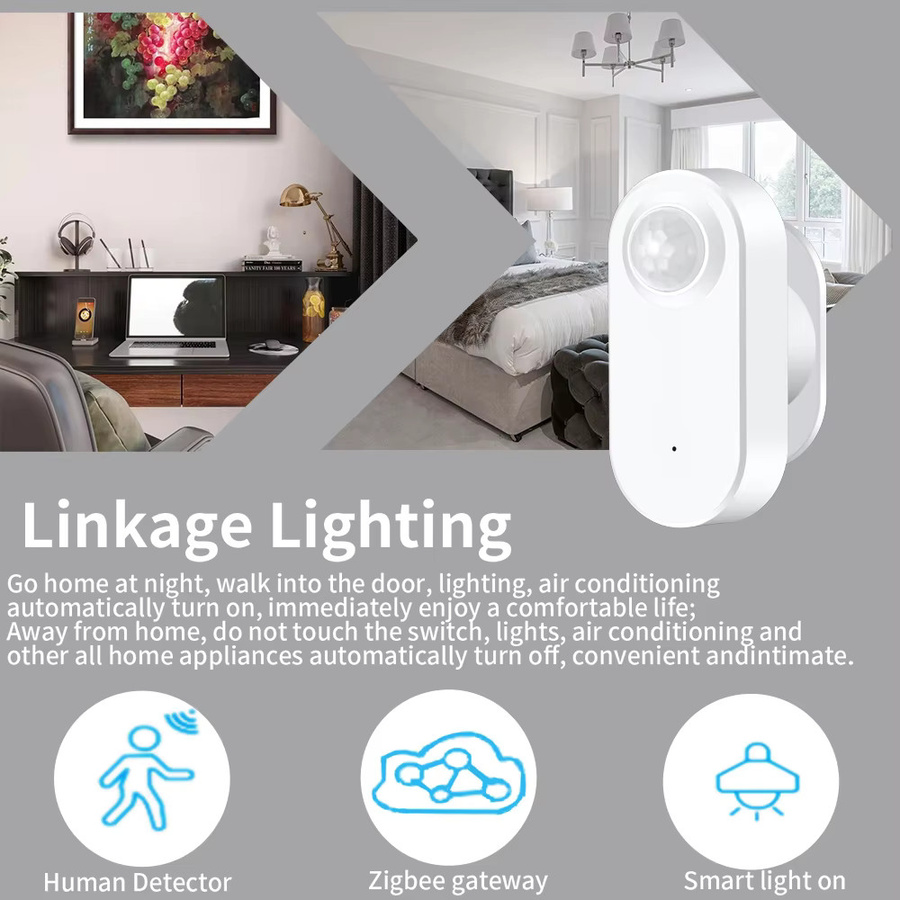 Haozee Zigbee Human Presence und PIR-Bewegungssensor mit Helligkeitsdetektor in Weiß, batteriebetrieben, kompatibel mit Zigbee2mqtt und Home Assistant - Bild 3