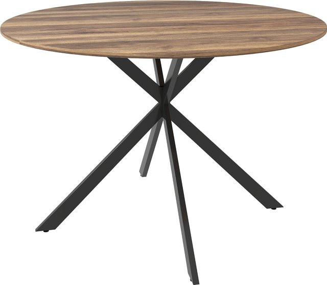 HOMCOM Runder Esstisch im Industriestil für 4 Personen, Durchmesser: 120 cm, Dunkelbraun/Schwarz - Bild 1