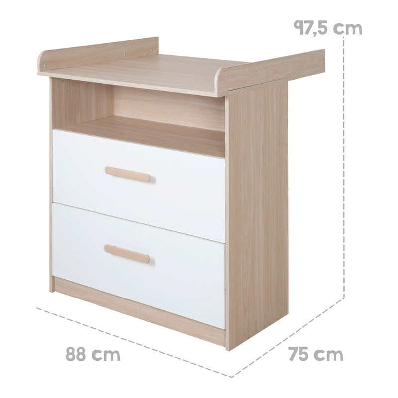 Roba Wickelkommode Cabane in Eiche und Weiss mit abnehmbarem Wickelaufsatz, B/T/H: 88,0 x 75,0 x 97,5 cm - Bild 2