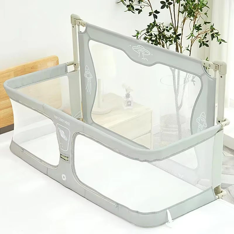 Faltbares Babybett von YBYMBI in Grün mit Sicherheitsgeländer und doppeltem Verwendungszweck für das Kinderzimmer - Bild 4