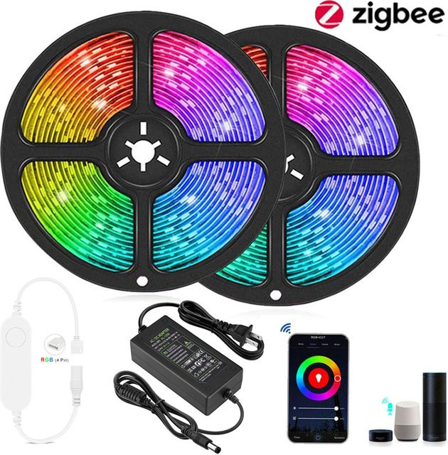 Tuya Zigbee RGB LED Streifen 12V, dimmbar, wasserdicht, Smart Life App & Alexa kompatibel - Bild 1
