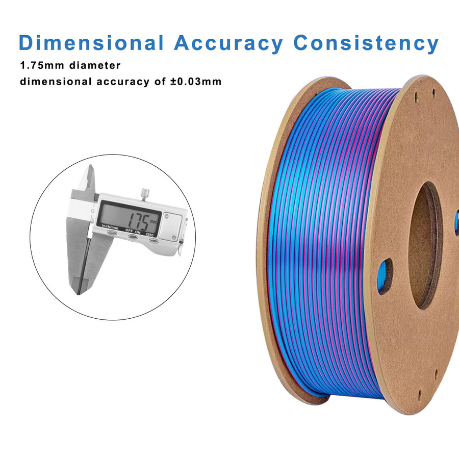 BING3D Seiden-PLA Filament 1,75mm Dreifarbig Regenbogen Rosarot Himmelblau Grün 0,25 kg - Bild 3