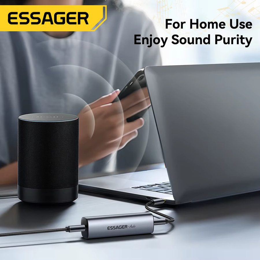 Essager 3,5 mm Aux-Kabel mit Audio-Rauschfilter und Erdungsschleifen-Rauschisolator in Grau für Heim-Stereo und Auto-Audiosysteme - Bild 4