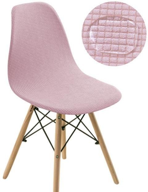 Wasserdichter und elastischer Schalen-Stuhlbezug von BRHUIXUE in Rosa mit Jacquard-Muster - Bild 1