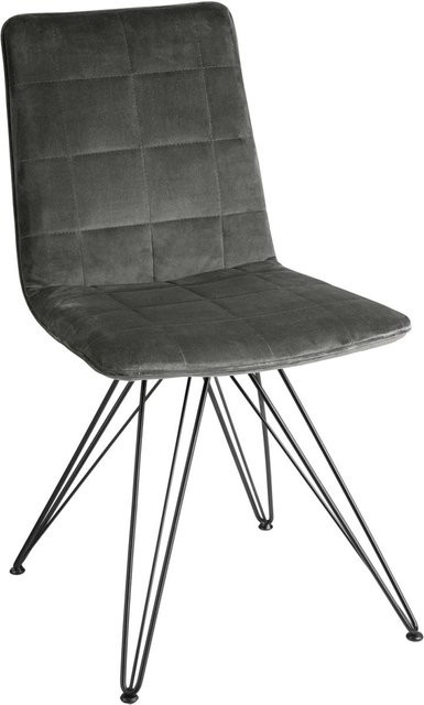 VEGA Schalenstuhl Milaria aus Samt in Grau mit schwarzem Metallgestell, 2er Set, B/T/H: 60 x 51 x 88,5 cm - Bild 1