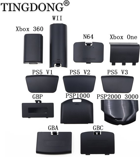 TingDong Ersatz Batterieabdeckung in Schwarz für Game Boy, Nintendo Wii, N64, PSP und Xbox One Serie X S sowie Xbox 360 - Bild 1