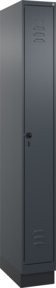 C+P Spind Classic PLUS Garderobenschrank mit Sockel, 1 Abteil, Anthrazit/Schwarz, H x B x T: 195 x 25 x 50 cm, mit Sicherheits-Drehriegel und 3 Garderobenhaken - Bild 1