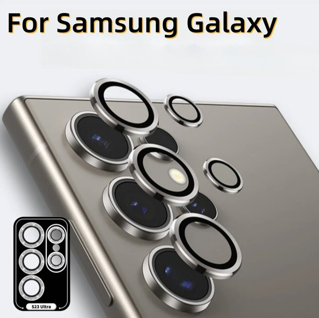 Kamera-Objektivschutz aus gehärtetem Glas für Samsung Galaxy S25, S24 Ultra und S26 Plus in Silber - Bild 1