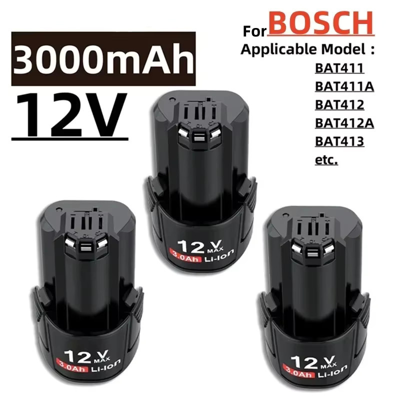 Wiederaufladbarer Ersatzakku 12 V/10,8 V für Bosch BAT411, BAT411A, BAT412, BAT412A, BAT413 Lithium-Ionen Akku - Bild 2