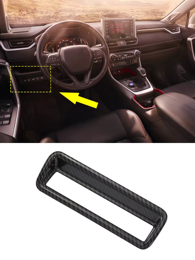YaLumei Scheinwerfer Schalter Aufkleber für Toyota RAV4 XA50 Hybrid, Front Lampe Einstellen Taste Rahmen, Schwarz - Bild 5