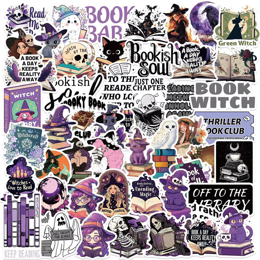 50 Stück Multi-Style Cartoon Buch-Leseaufkleber in Multicolour von Anime Worlds Store zur DIY Dekoration für Notizbücher und Gepäck - Bild 5