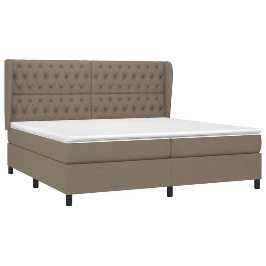 vidaXL Boxspringbett Hybrid mit Matratze und Kopfteil, Farbe: Taupe/Beige/Grau, B/T/H: 200 x 200 x 128 cm - Bild 3