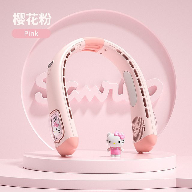 Sanrio USB-Ladeventilator zum Umhängen, tragbarer Mini-Outdoor-Sportventilator in Pink - Bild 1