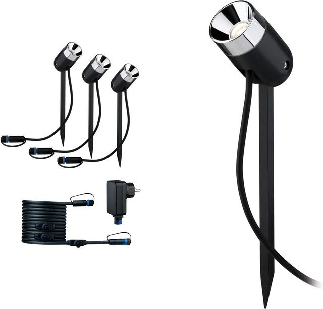 Paulmann Plug & Shine Pike LED-Gartenstrahler-Starter-Set, 3er Set, Anthrazit, IP67, Warmweiß - Bild 1