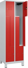 C+P Z-Spind Classic PLUS mit 4 Fächern, Zylinderschloss und Füßen, Grau/Rot, B/T/H: 60 x 50 x 195 cm - Bild 1