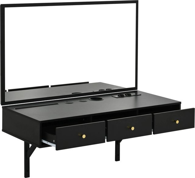 okwish Schminktisch mit Spiegel und Schubladen in Schwarz für dein Schlafzimmer B/T/H: 100 x 45 x 105 cm - Bild 1