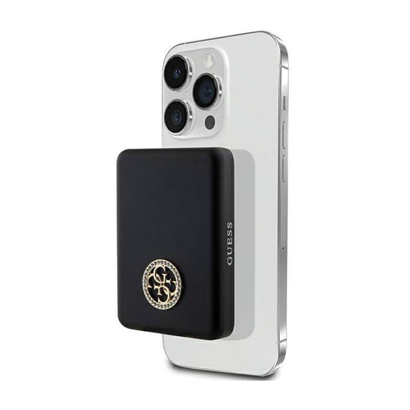 Guess Induktive Powerbank 5WGUPBM3AL4DMK 3000mAh MagSafe mit Strassbesetztem Metalllogo in Schwarz - Bild 1